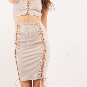 Ribbed Lace up skirt